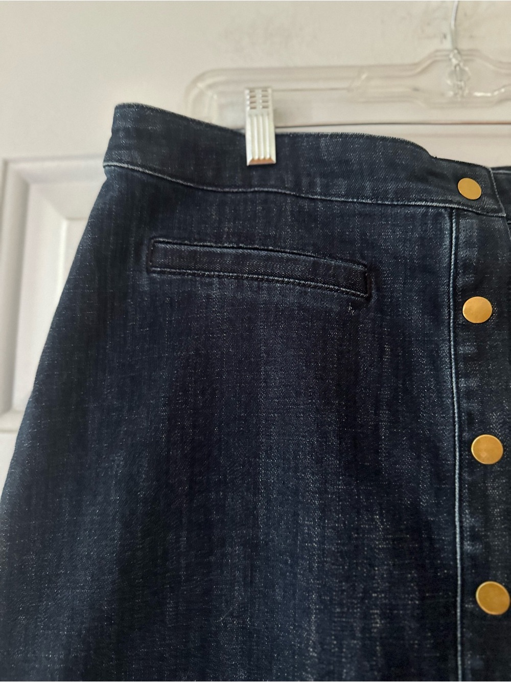 Talbots Button Front Dark Wash Denim Skirt A Line Midi Size 14 - Picture 8 of 12